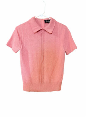 Dalton vintage union made short sleeve knit sweater polo in a dusty rose size 8